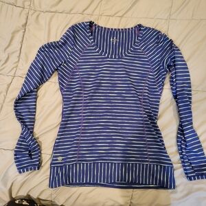 Athleta Blue Striped Long Sleeve Top